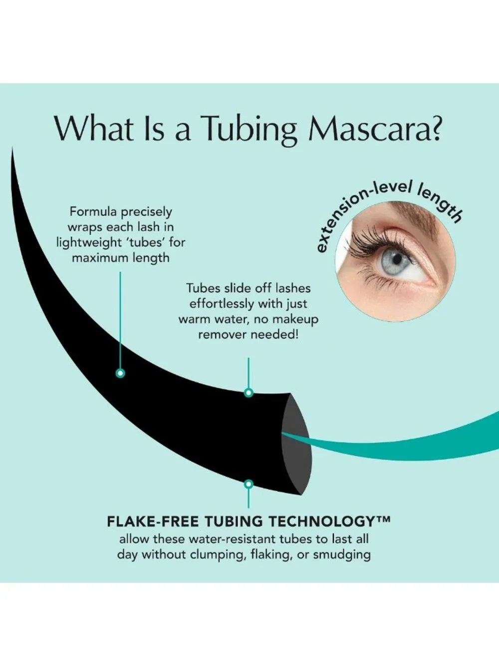 Lengthening & Volumizing Tubing Mascara - Smudge Proof, Washable, Vegan, Rich